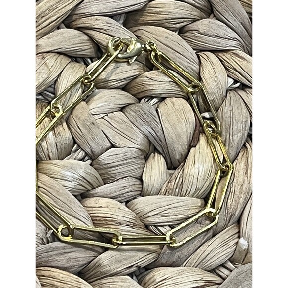 Designer Inspired Paper Clip Style Bracelet Gold Tone 8in Non Magnetic - Picture 4 of 6